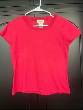 Talbots Bright Pink Short Sleeve Crewneck Knit Top